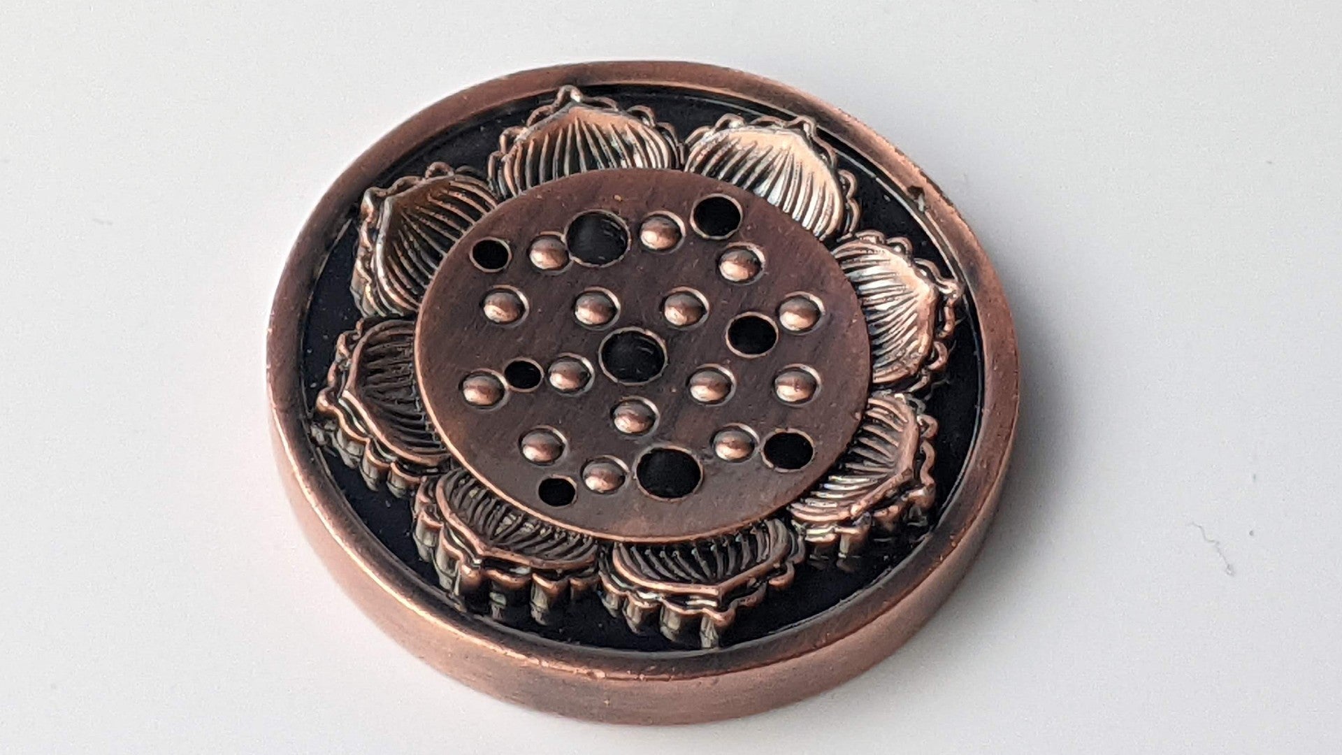 Flat Lotus Sutra Incense Holder 9 holes - Brass