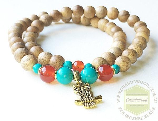 Agarwood, Agate and Turquoise bracelet -