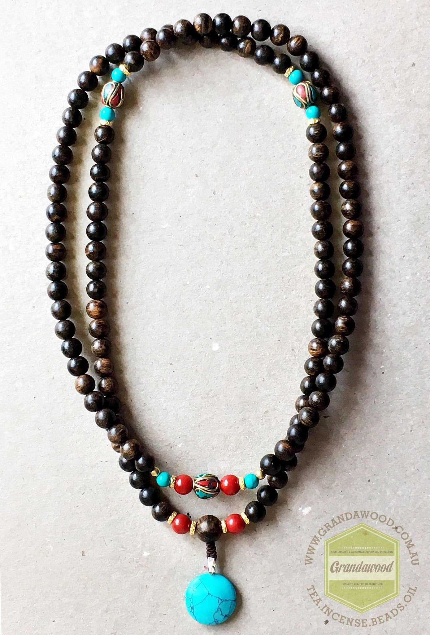 SOLD- Agarwood Mala 108 mixed with Nepalese beads -