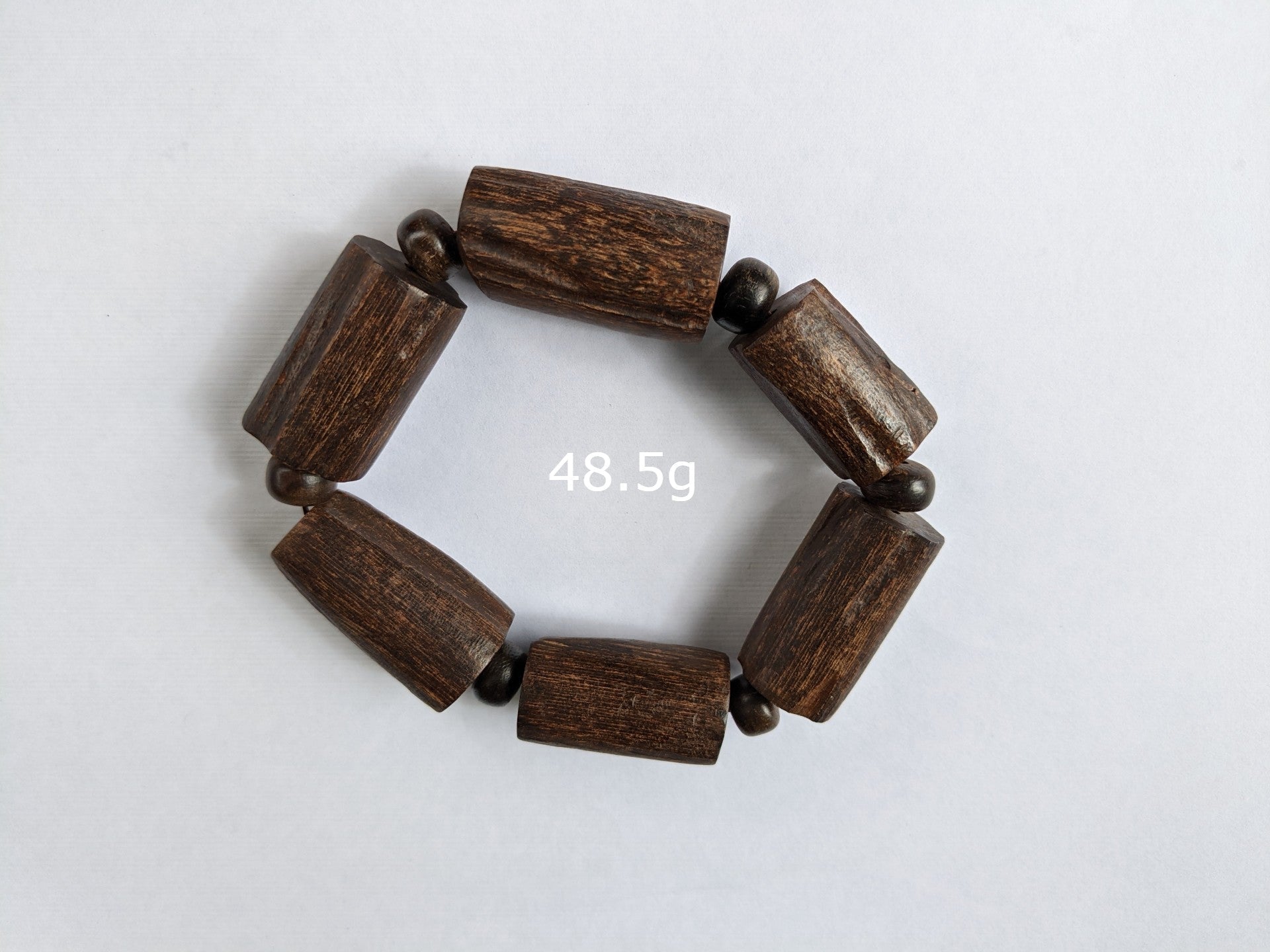 Style of the nature: Raw Wild Sinking Agarwood Bracelet made from small tree branches - 48.5