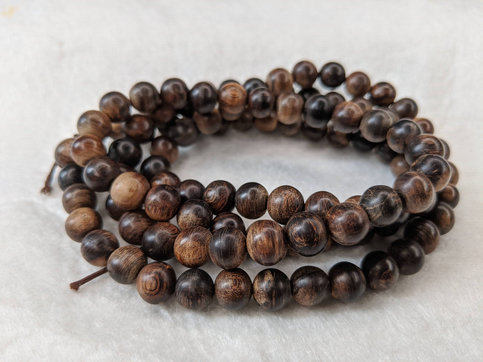 Resin coated Indo Agarwood Mala Prayer beads, Meditation Necklace 108 Wild Agarwood Mala Beads -