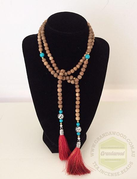 Necklace- Moroccan Inspired Lariat Agarwood Turquoise gemstones -