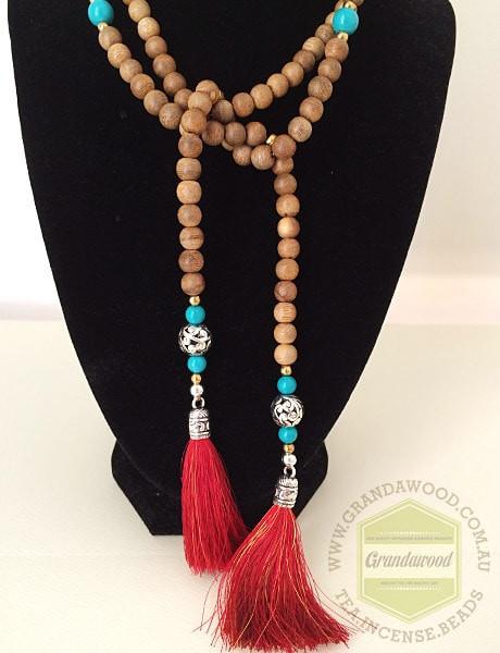 Necklace- Moroccan Inspired Lariat Agarwood Turquoise gemstones -