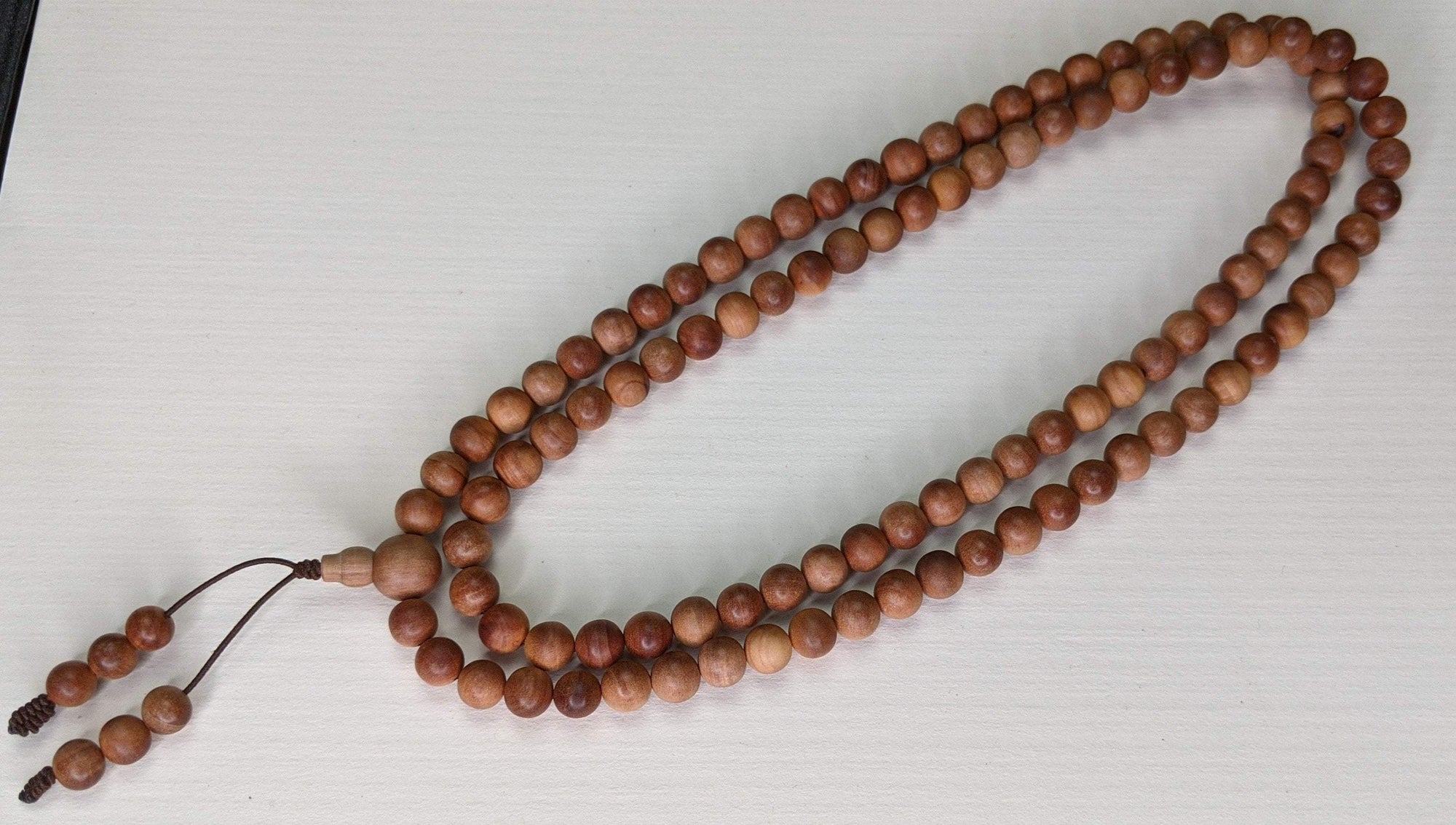 "The Ageless mala " - Wild Aged Sandalwood Mala 108 beads 6mm and/or 8mm - 8mm / Elastic