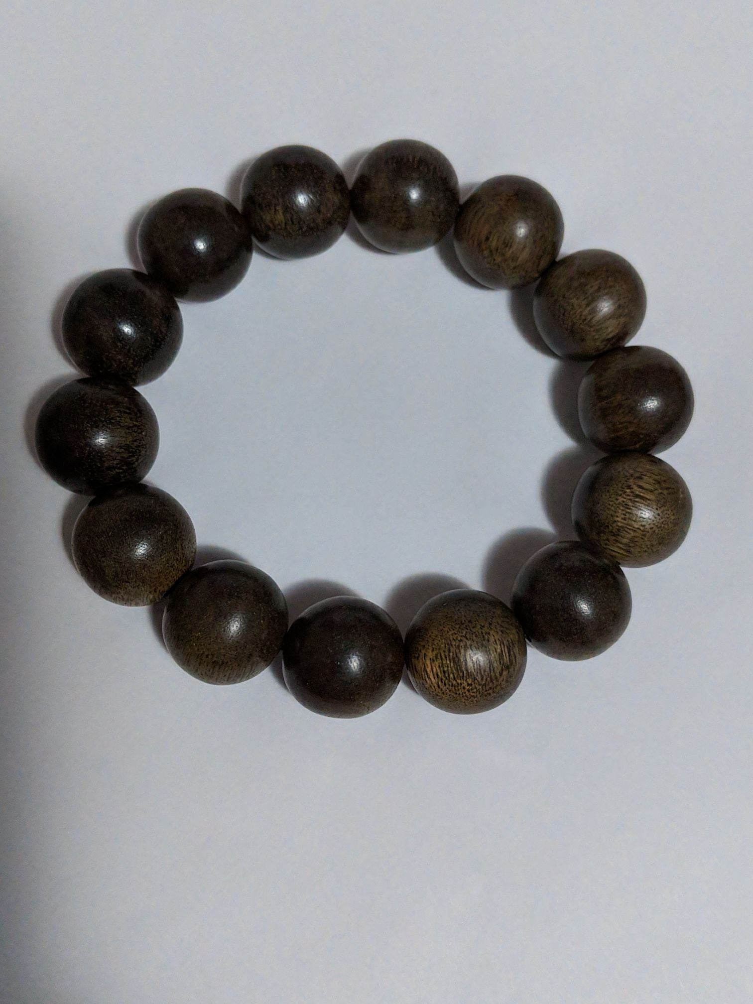 SOLD Wild Agarwood Bracelet made from heart wood 16mm 14 beads 32g - The Moonless -