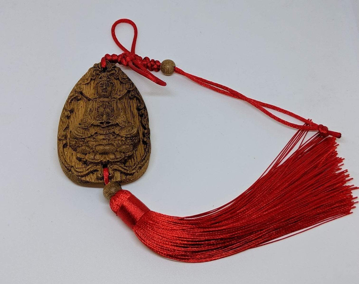Cultivated Agarwood Key Hanger Charm Guan Yin Avalokitesvara, Happy Buddha - Guan Yin