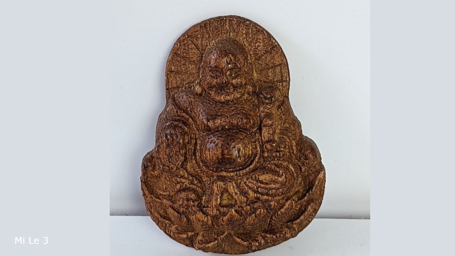 Cultivated Agarwood Pendant Guan Yin The Goddess of Mercy and Mi Le Laughing Buddha - Mi Le 3 w 2.8g