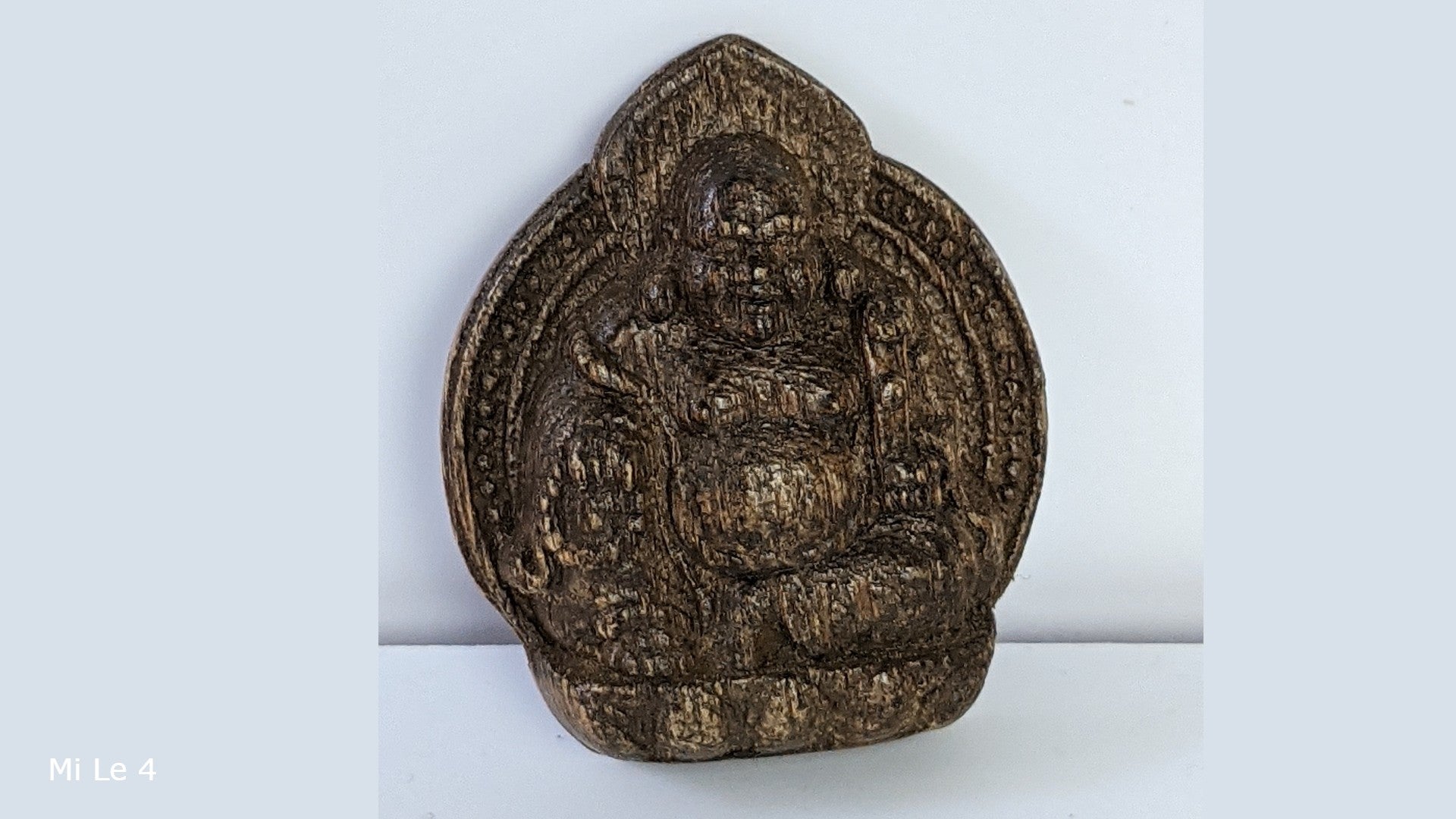 Cultivated Agarwood Pendant Guan Yin The Goddess of Mercy and Mi Le Laughing Buddha - Mi Le 4 w 3.1g