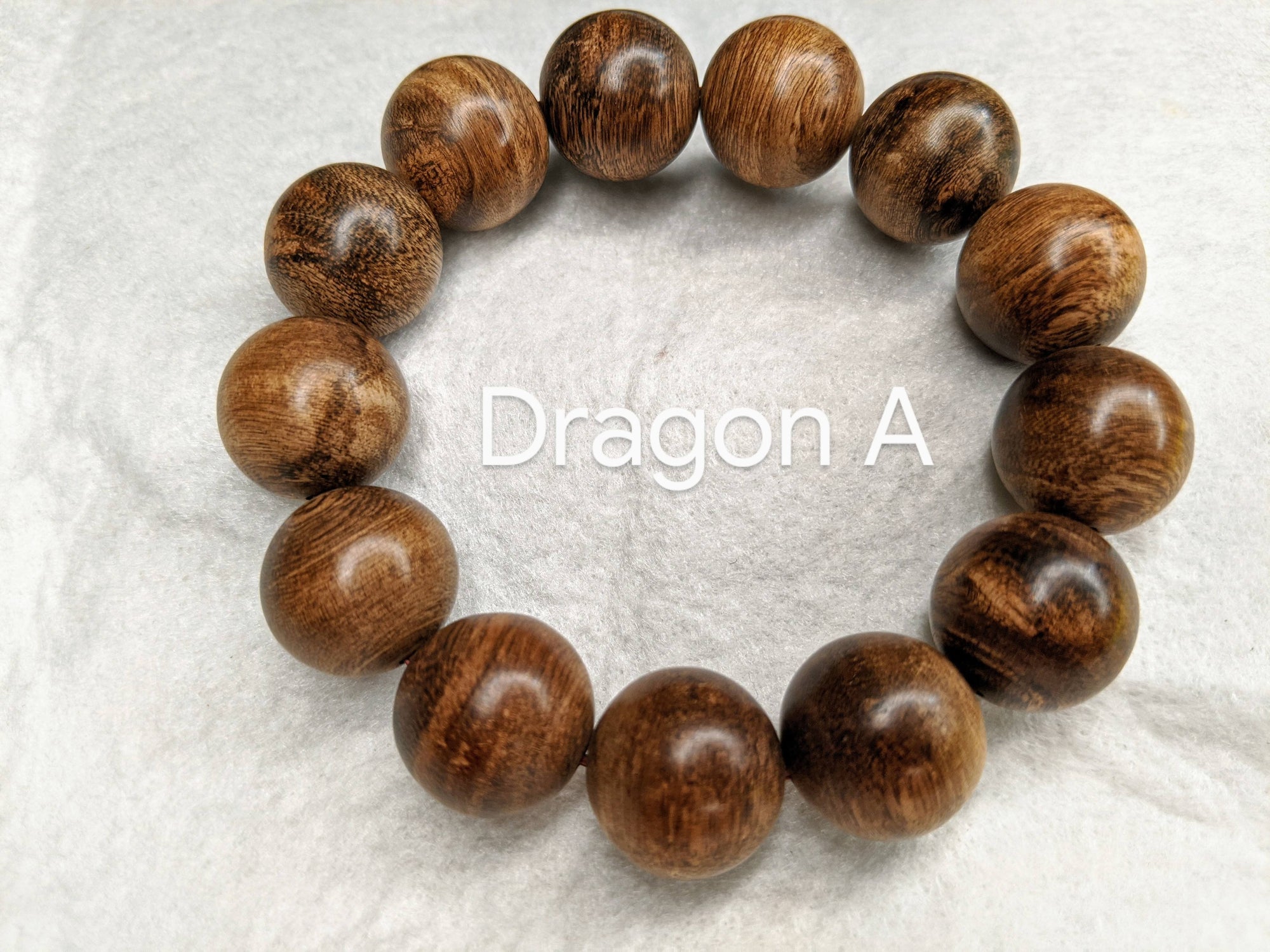 Double Dragon SL Wild Agarwood Bracelet 13 beads 18mm 29g - Dragon A
