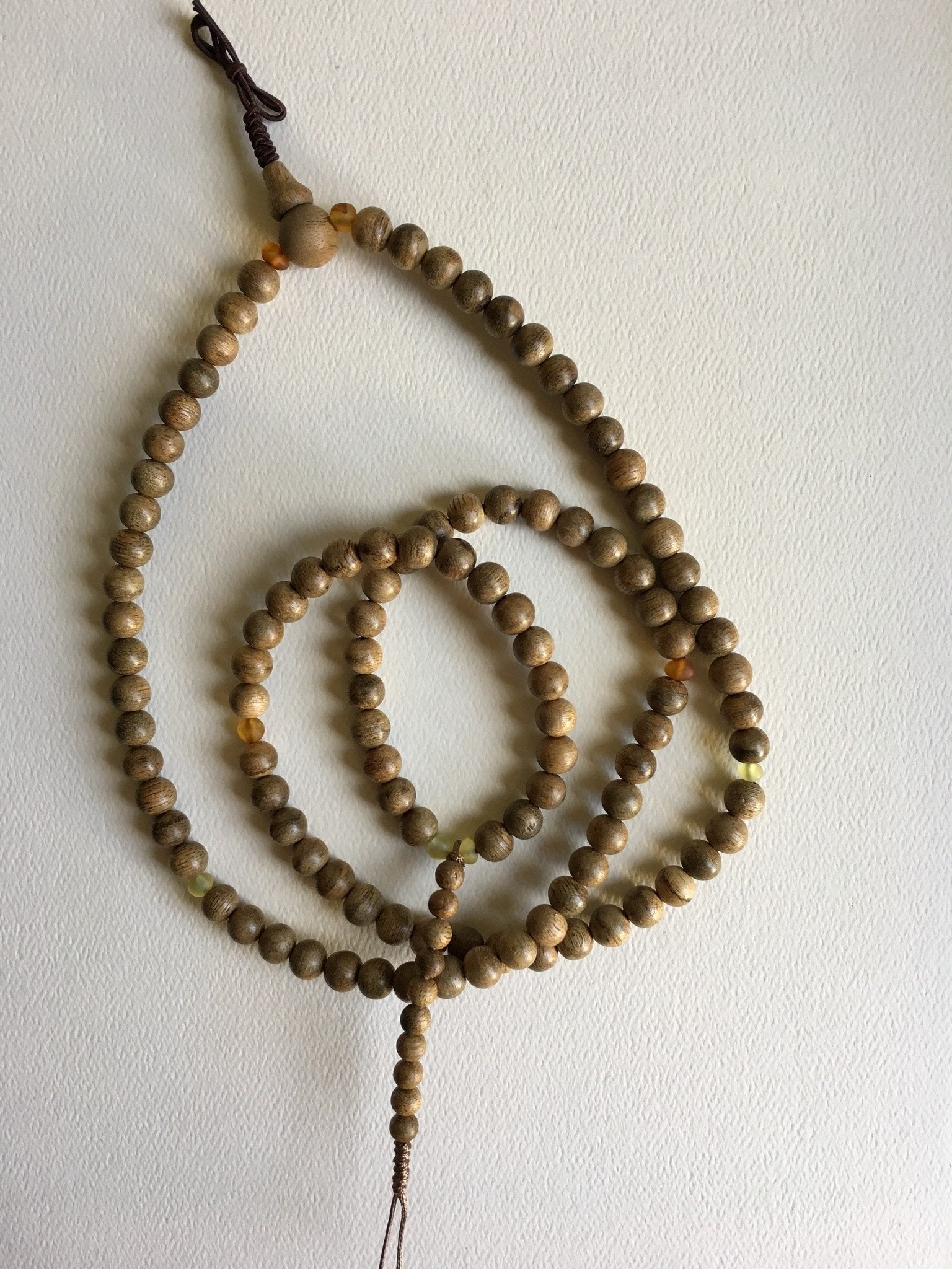 SOLD- Resinous Wild Agarwood 108 mala beads and high grade amber -