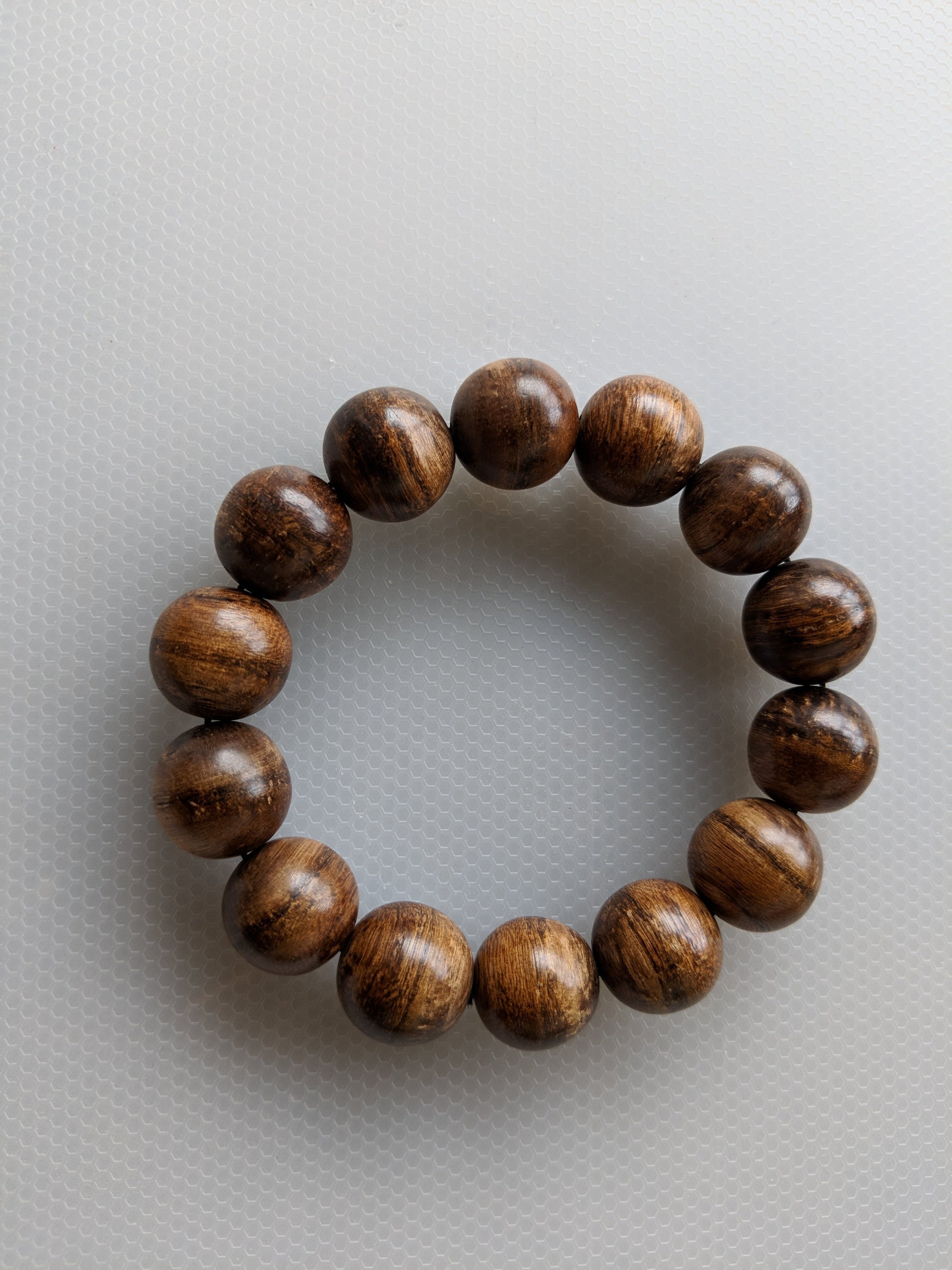 Sold Wild Agarwood Bracelet Borneo 24g sandpaper polished 14 beads 16mm -