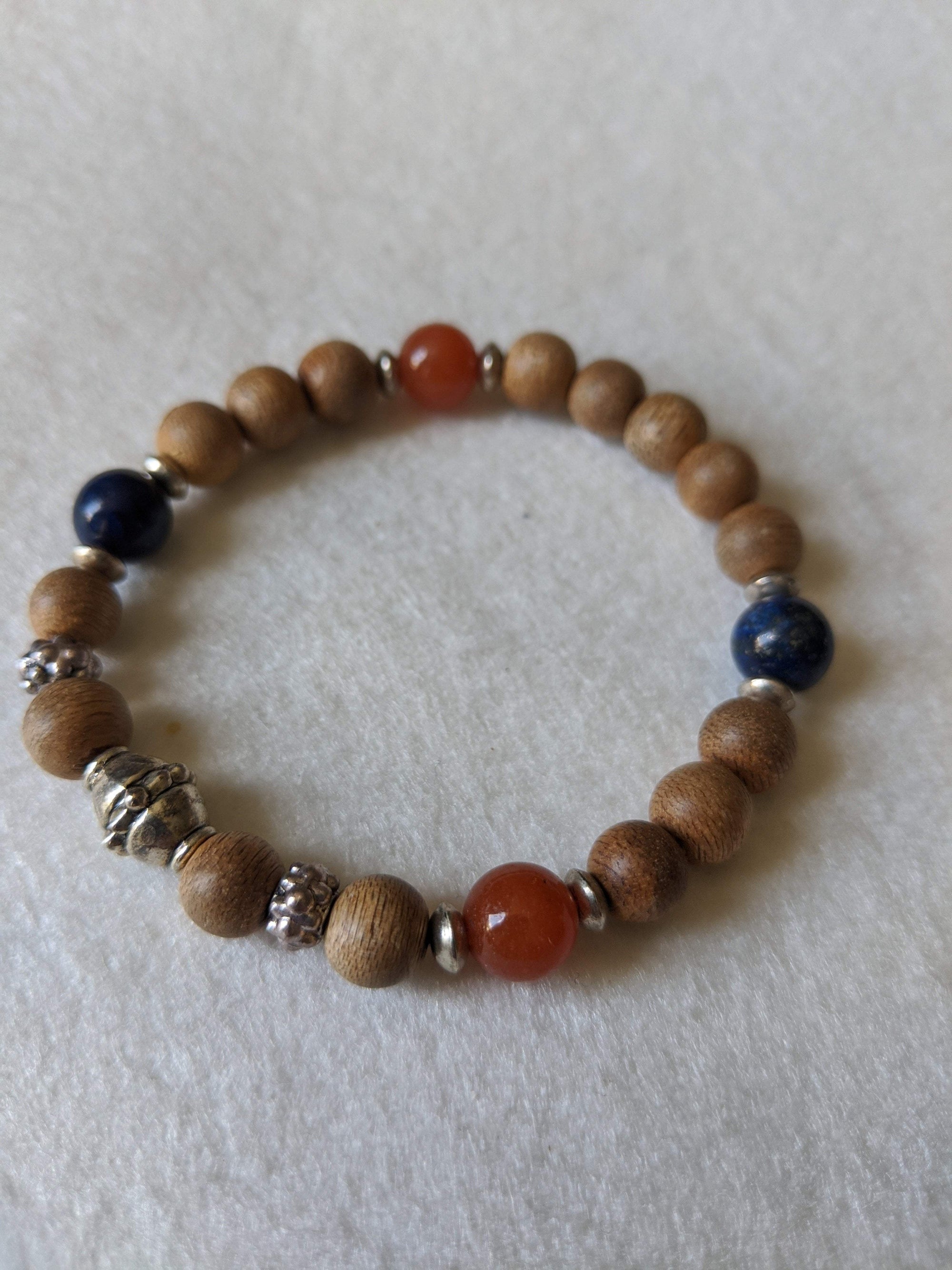 *New* The 4 Elements Metal, Wood, Water, Fire cultivated agarwood gemstone bracelet -