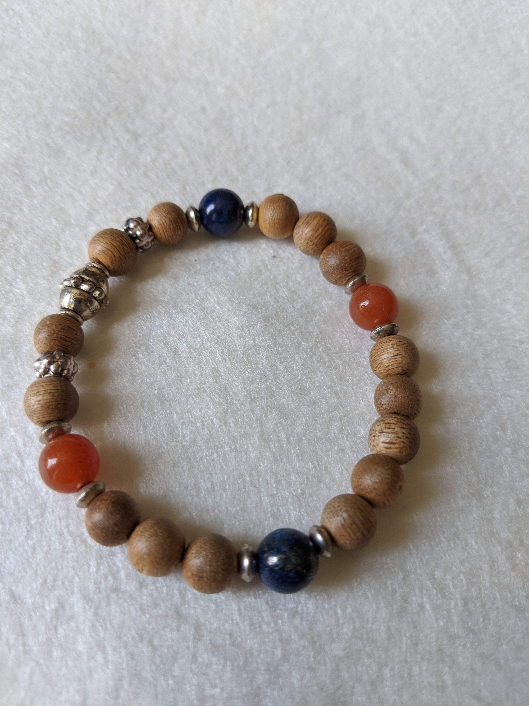 *New* The 4 Elements Metal, Wood, Water, Fire cultivated agarwood gemstone bracelet -