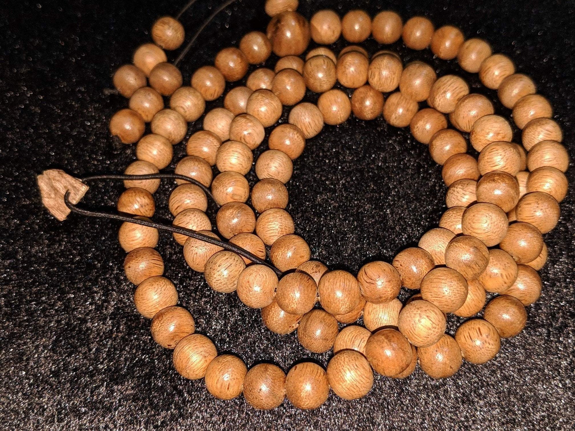 SOLD-The Contentment Wild Borneo Agarwood Mala 8mm 20g 108 beads plus 6 extras and 1 piece of material -